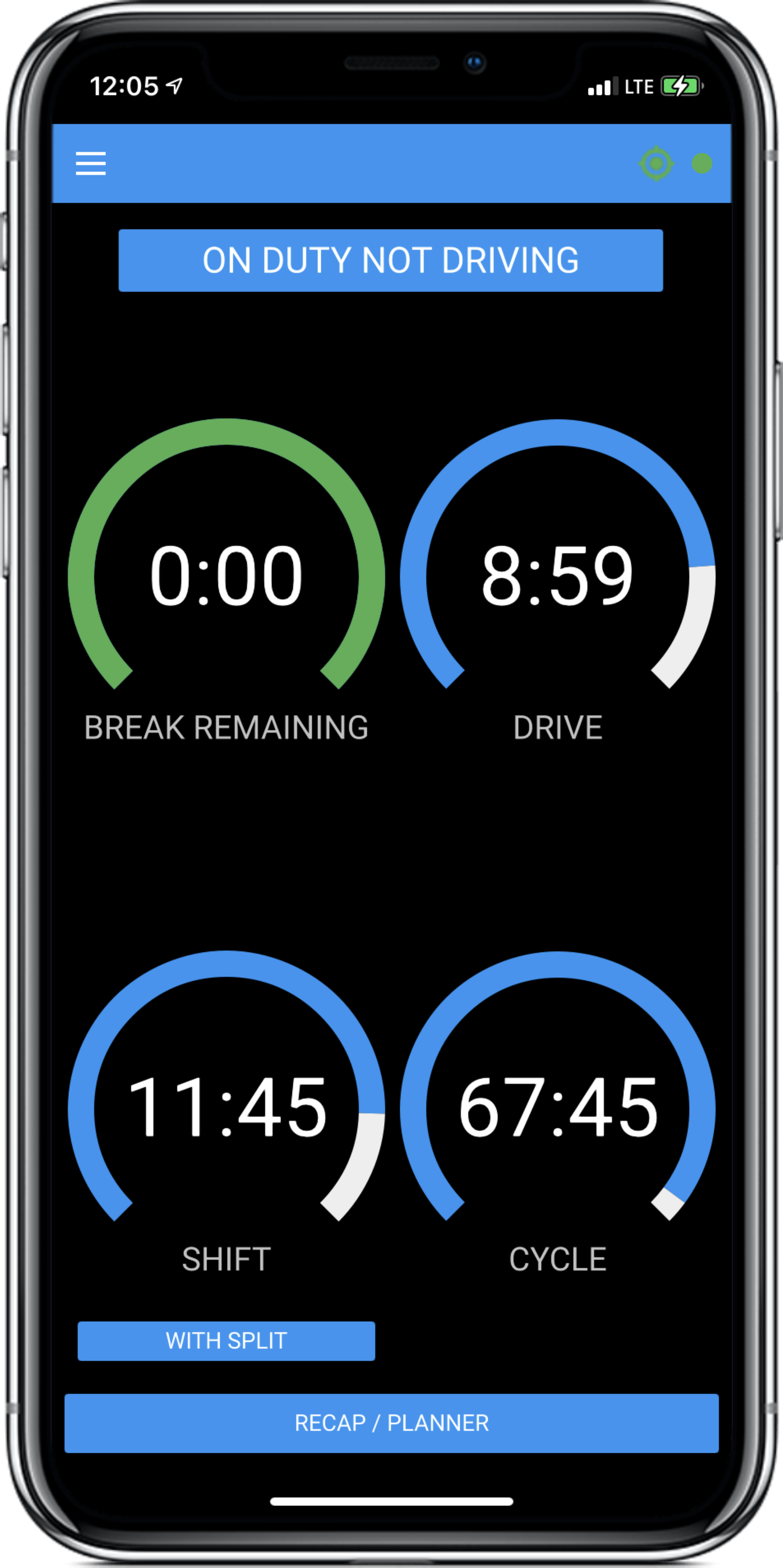Clocks on the app showing split option