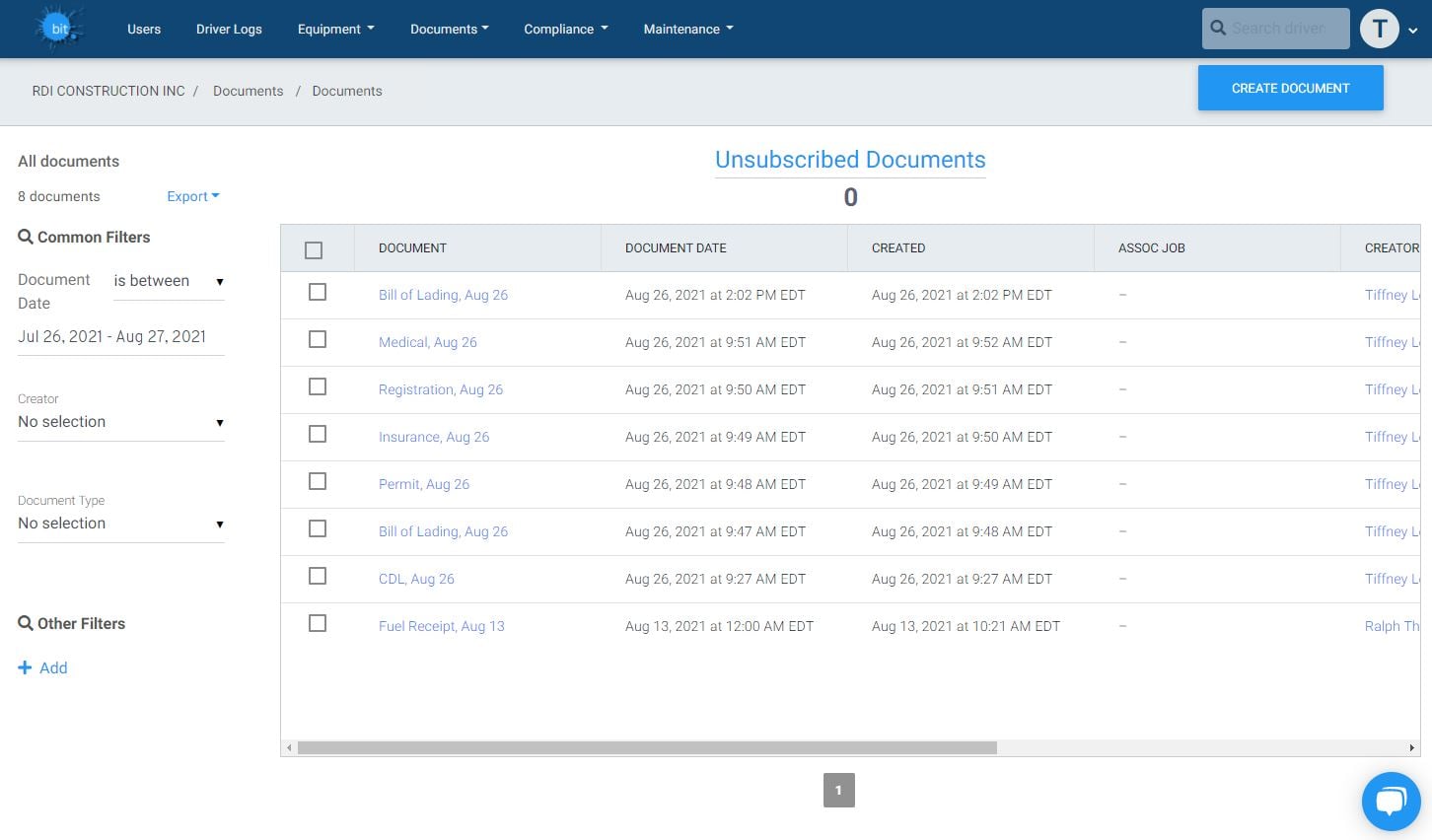 CREATE DOCUMENT