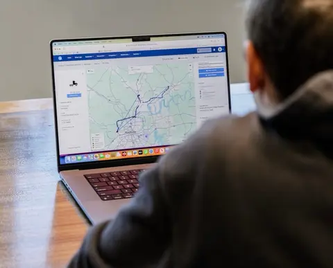 Fleet manager looking at historic routes from GPS trackers